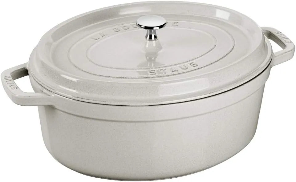 Cocotte STAUB 40501 40501-422, 422 en Fonte avec Picots Ovale 27 CM Truffe Blanche, Aluminium, Multicolor, Taille Unique