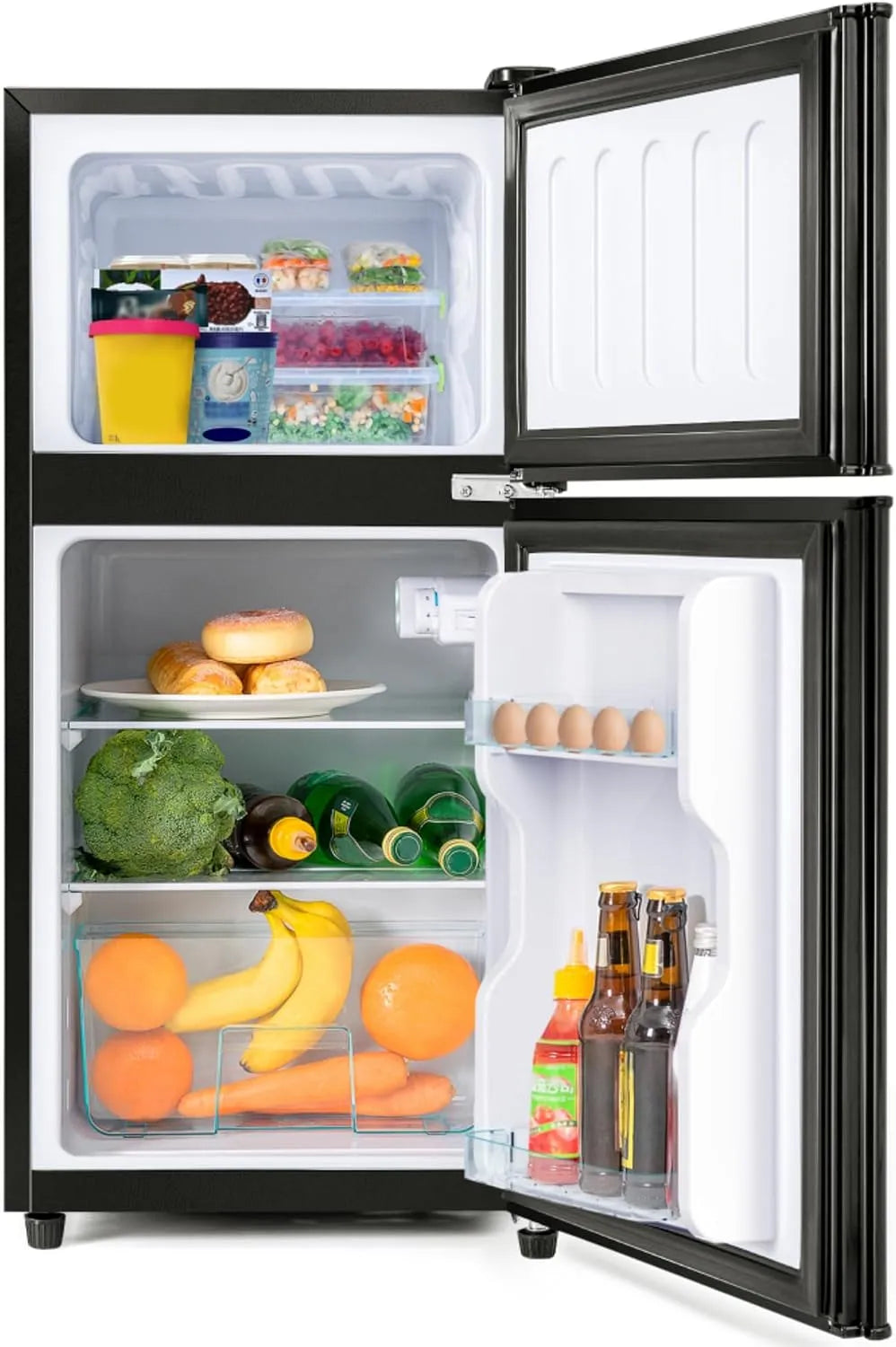 Modèle compact avec séparation compartiments froid et congélation R600a Appareil réfrigérant, volume 60 litres, pieds ajustables, fluide