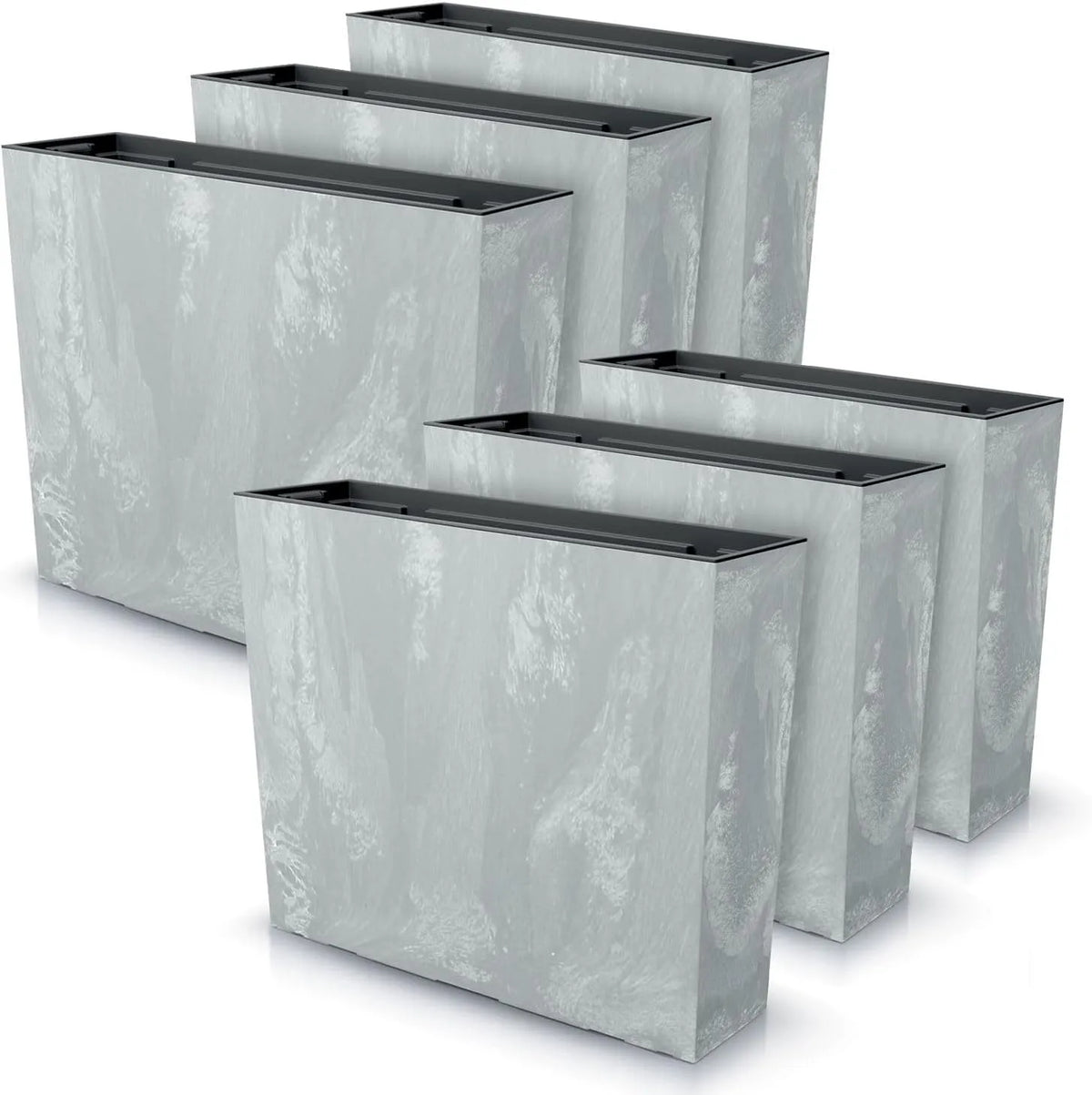 Modèle 58x18x IMJ-Global, largeur 49,8 cm, capacité 44 litres, Pot de Fleur Interieur Exterieur Beton Effect