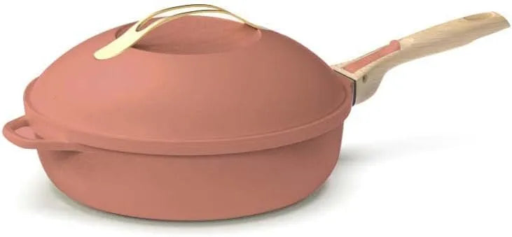 Cocotte, Avec 2 poignées amovibles, spatule en bois, casserole, panier vapeur, PIVOINE, La Fabuleuse poêle 8 en 1, COOKUT, sauteuse