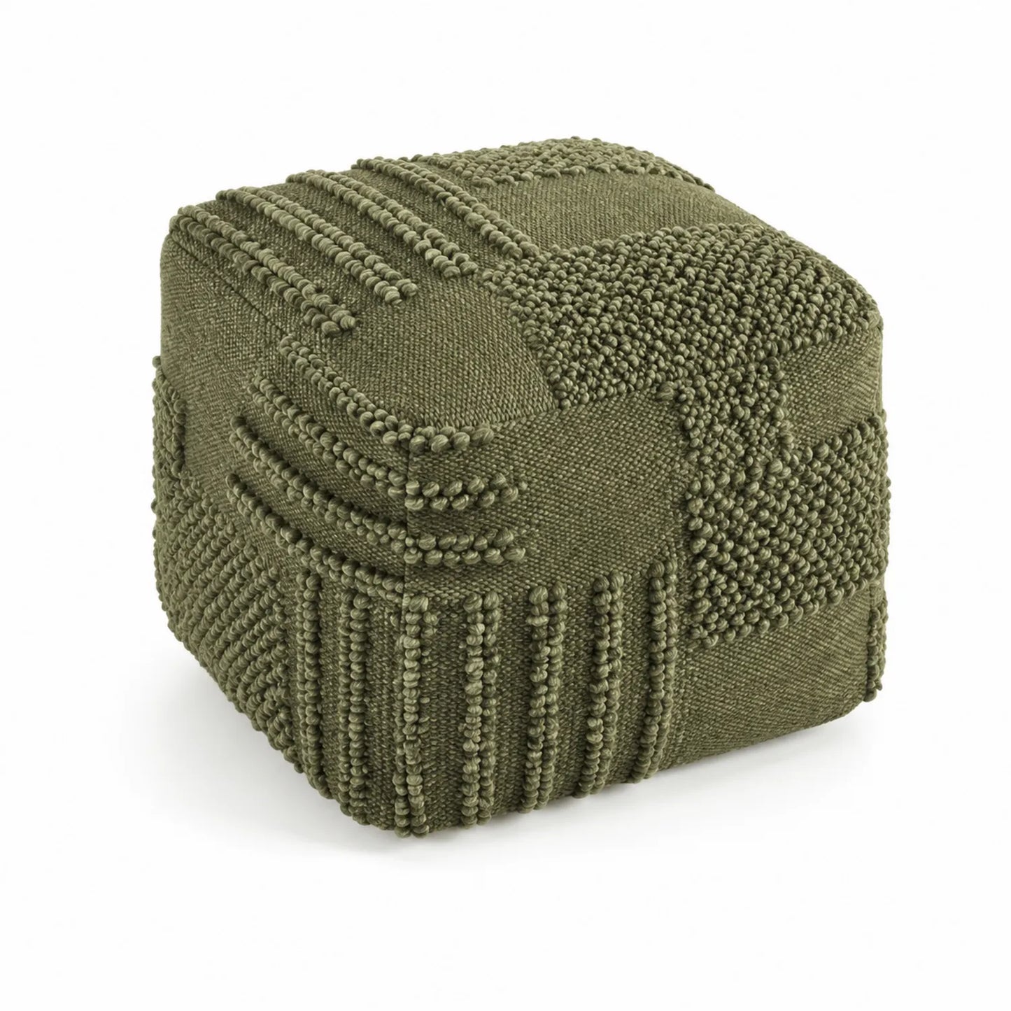 Pouf carré en coton tressé