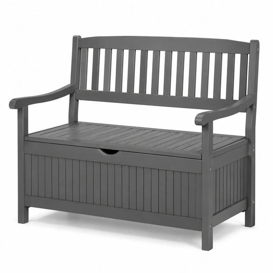 Banc extérieur en bois avec rangement gris 120x60x90cm