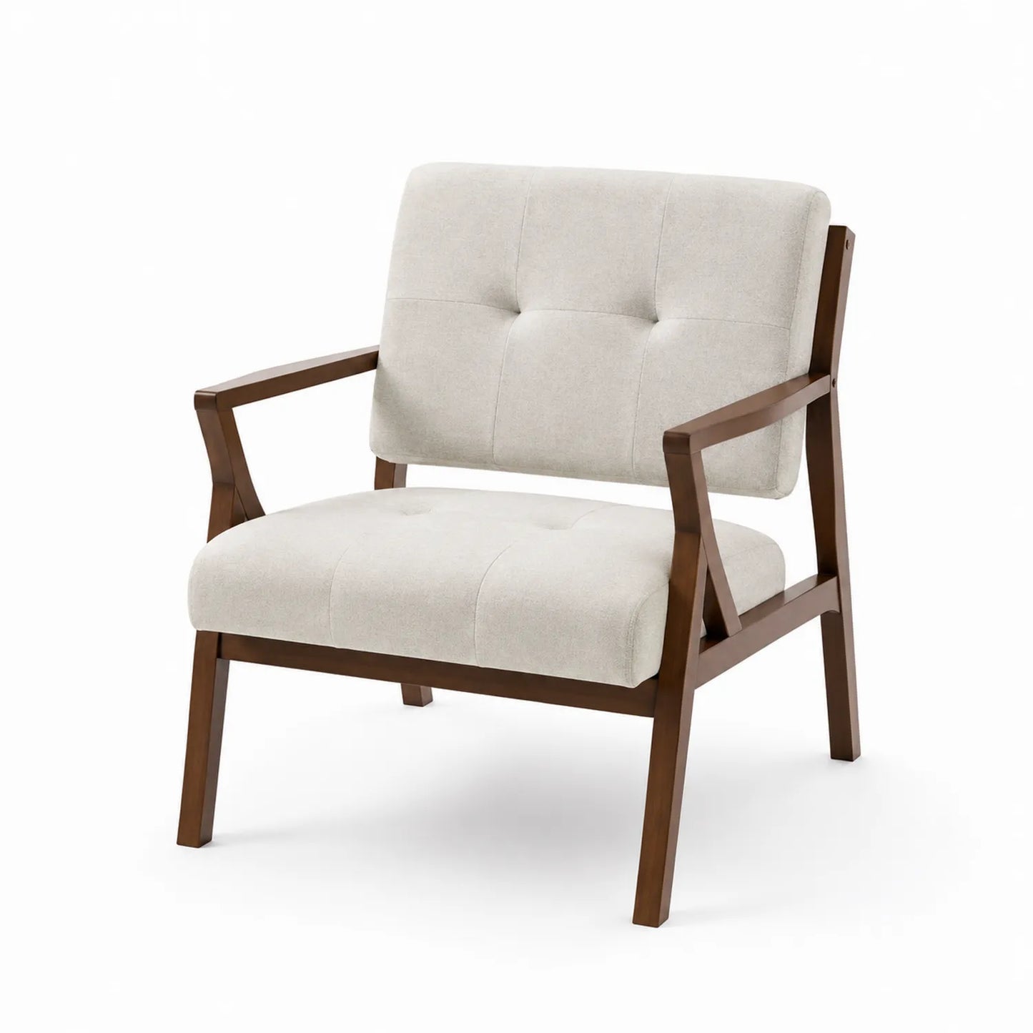 Fauteuil en bois avec tissu polyester beige