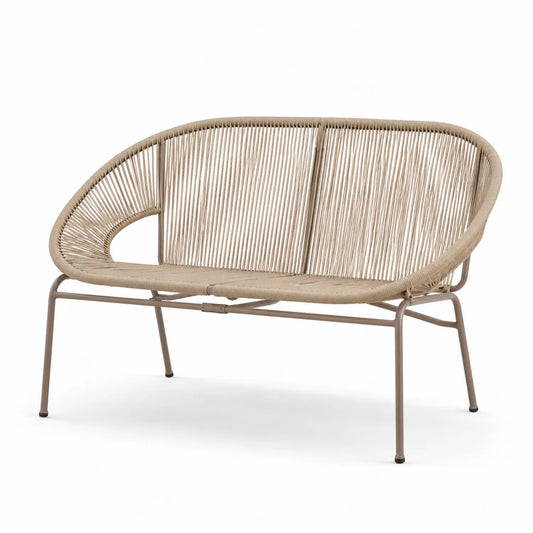 Banc en acier et corde beige 120x70x80 cm