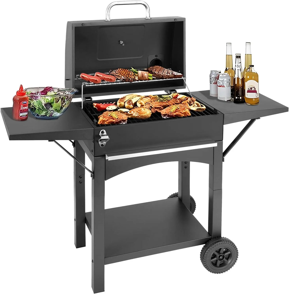 Barbecue, fumoir, Mini au charbon de bois avec couvercle