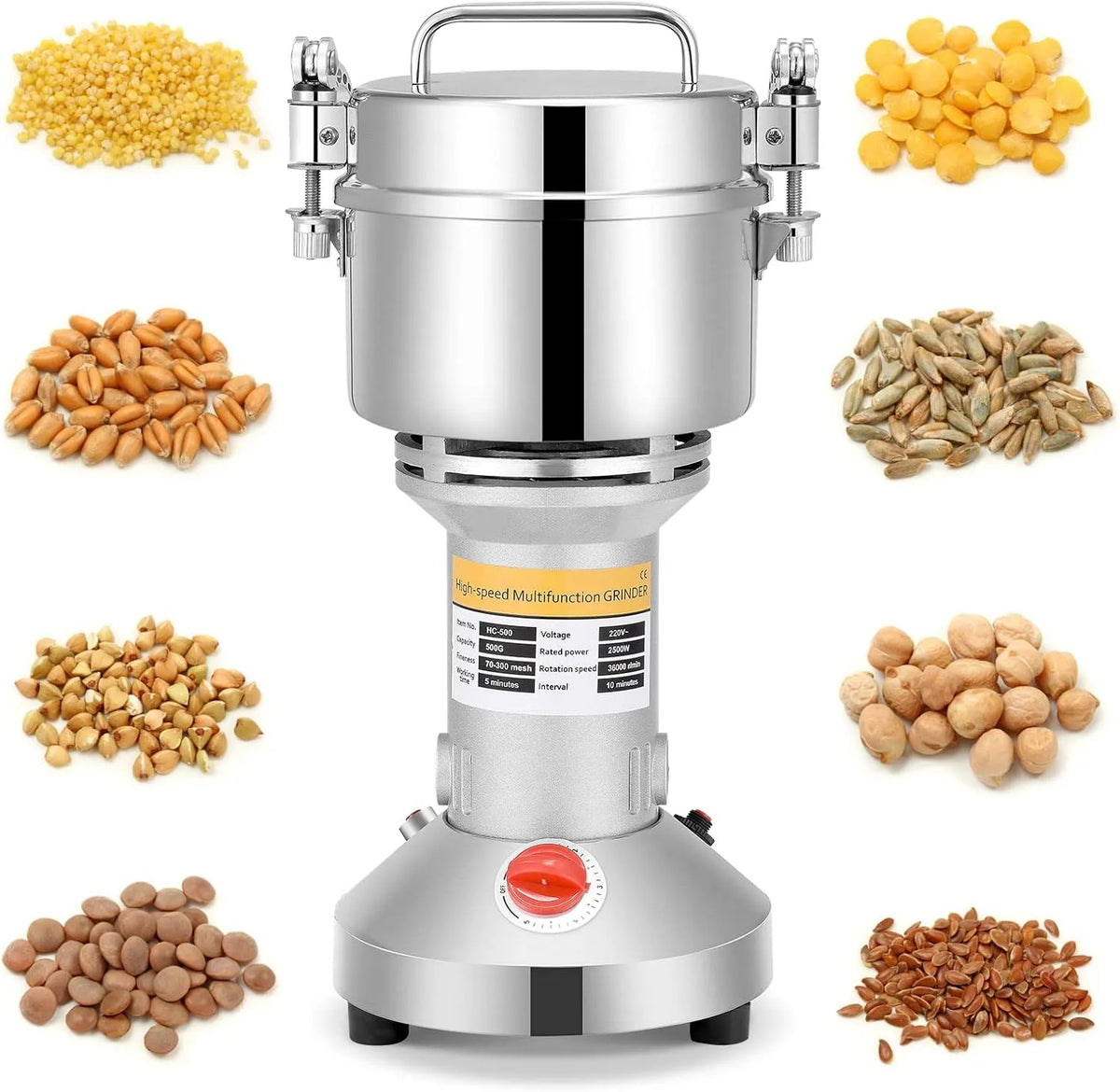 Modèle Portable Grinder Herb Grain Épice Céréales Broyeur Machine 36000r, min moulin à farine électrique 3 Lames Machine De Broyage De Synchronisation