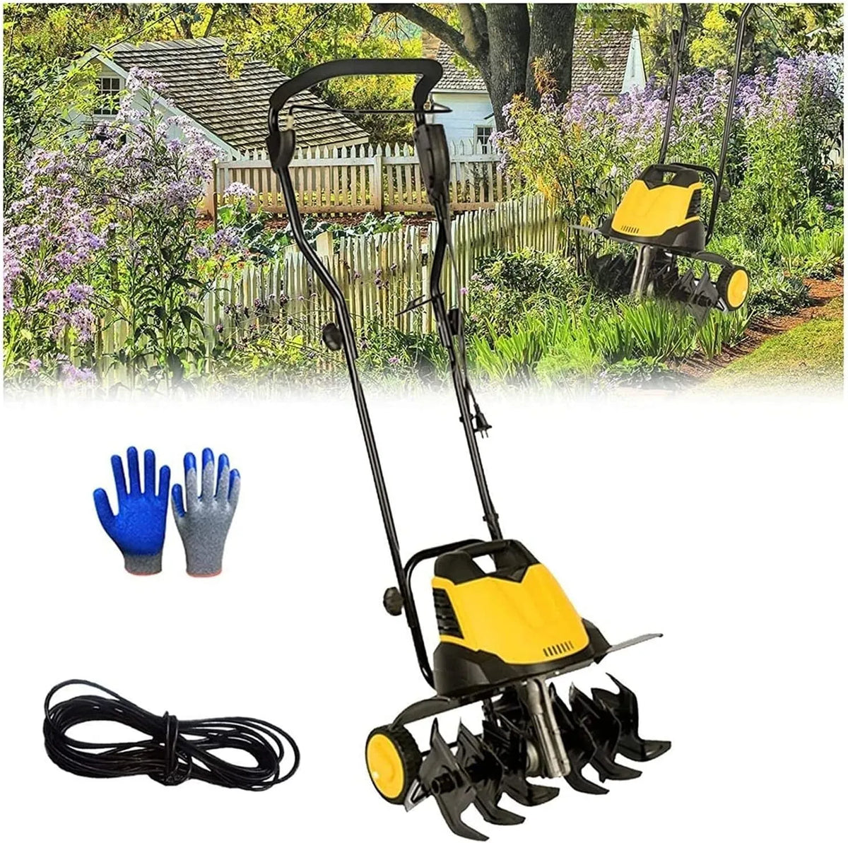 Motoculteur Garden Gear, Profondeur de Travail du Sol 22 cm, Largeur de charrue 45 cm, capacité 6 Lames, électrique, Cultivateur Rotavateur