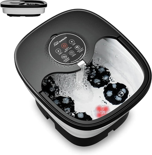 De pieds pliable électrique Shiatsu avec chauffage Snailax Bain, 3 modes de massage, 14 niveaux de chauffage, 24 rouleaux Shiatsu, 6 minuteries