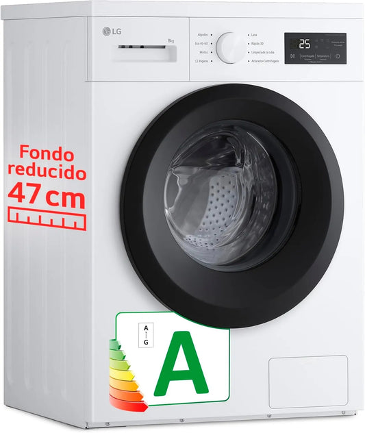 LG lave-linge F4A10S8NWK.ABWQCES, Série 100 finition blanche, poids 8 kg 1400 tr/min Charge frontale 8 programmes Programme Rapide et Lavage à la