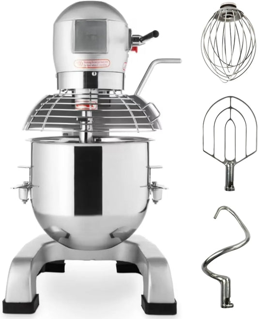 Professionnel capacité 30L Batteur Mélangeur, 3 niveaux de vitesse, puissance 1100W, 3 niveaux de vitesse, Mouvement Planétaire, Idéal pour Pâtisserie