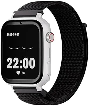 Plus SaveFamily SaveWatch, Montre Connectée pour Enfants avec GPS, Vidéo, Musique, Cadran finition blanche et Bracelet en Tissu finition noire, Appels