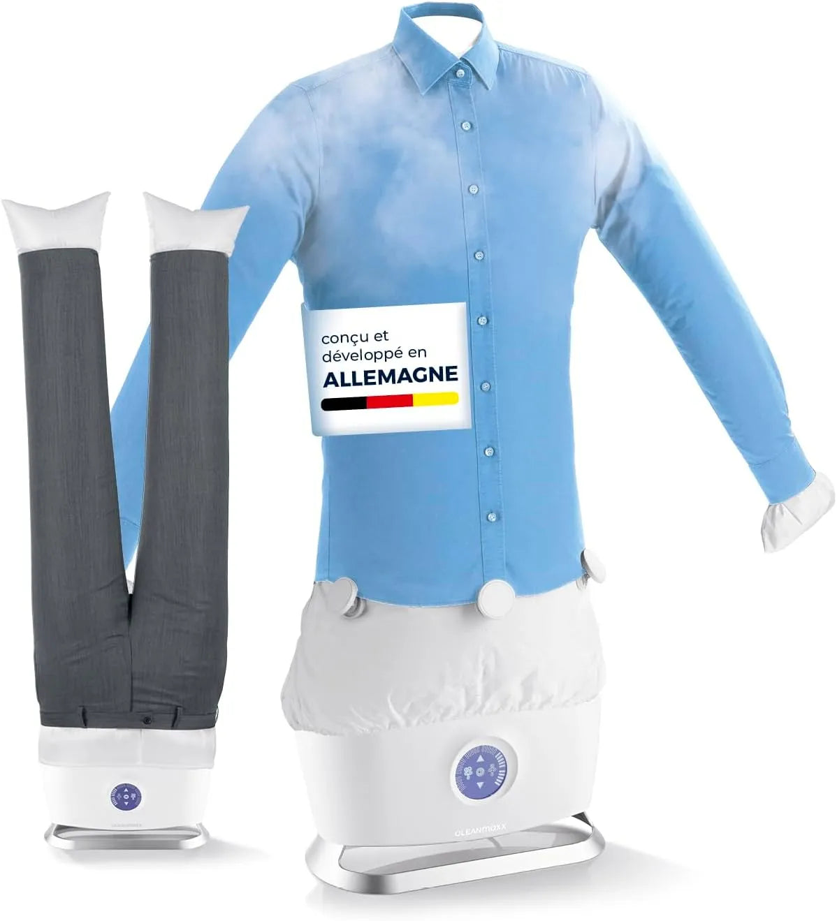Automatique de chemises PRO STEAM + accessoire pour pantalons CLEANmaxx Repasseur, écran tactile, Fonction vapeur, Réduit les odeurs, désinfecte