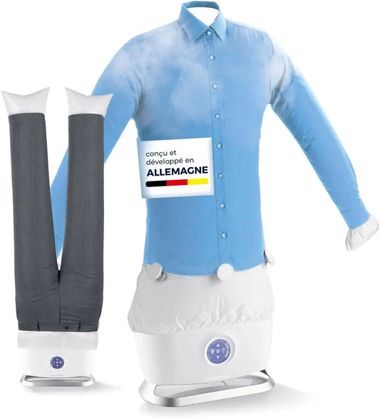 Automatique de chemises PRO STEAM + accessoire pour pantalons CLEANmaxx Repasseur, écran tactile, Fonction vapeur, Réduit les odeurs, désinfecte