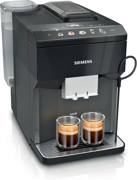 Siemens machine à café EQ500 TP511E19, puissance 1500 W, classic automatique, fonction double tasse, contrôle par application, réservoir à lait, laqué
