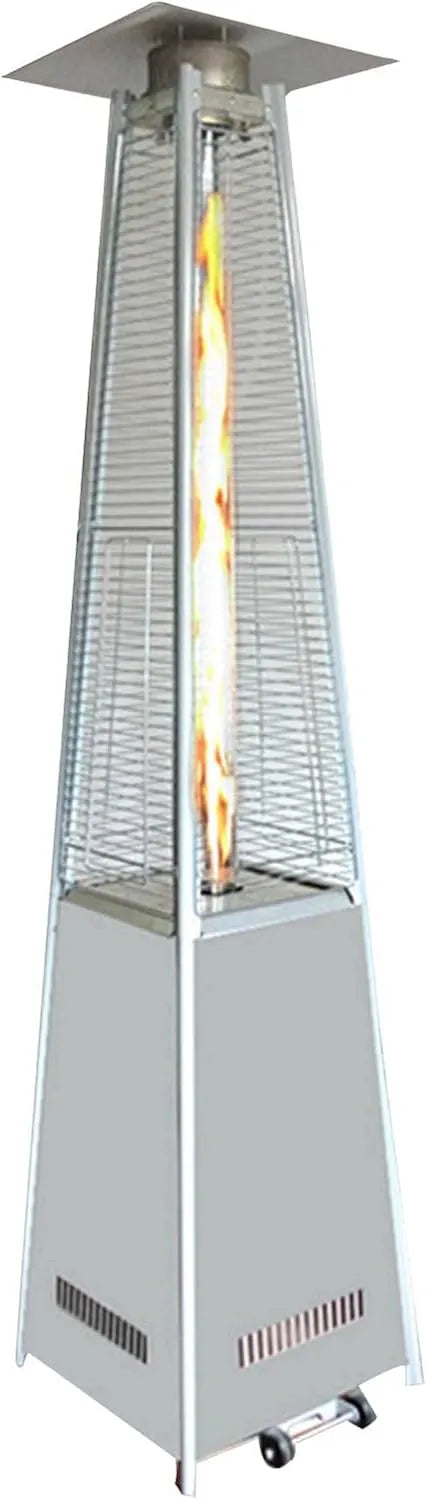 48000BTU Chauffage de terrasse d'extérieur Pyramide Propane Chauffage à gaz, finition argentéeé