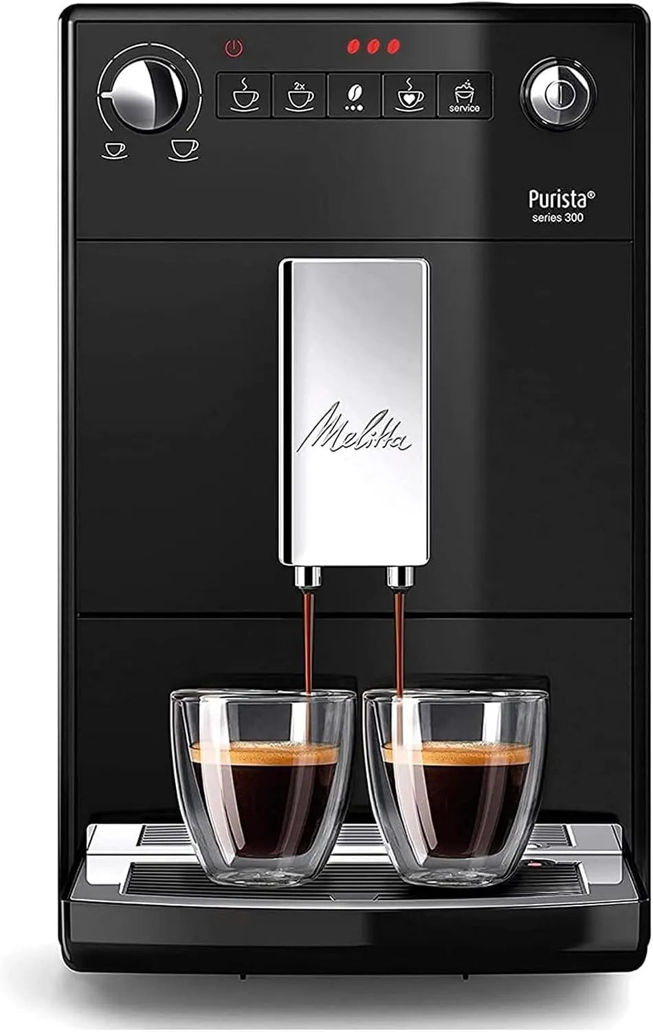 Melitta machine à café F230-102, Mode 1 à 2 Tasses, Cafetière Expresso, puissance 1450W, Purista Noire, Silencieuse