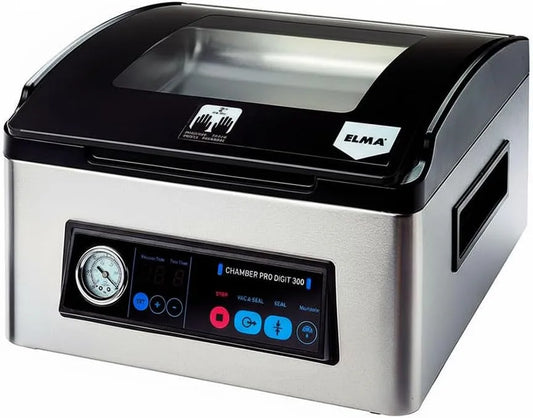 Pro Digit 300 Emballeur sous vide professionnel ELMA Chamber, Barre de Soudure de 30 cm, dimensions 43 x 36 x 23,5 cm, puissance 350 W, Usage Intensif