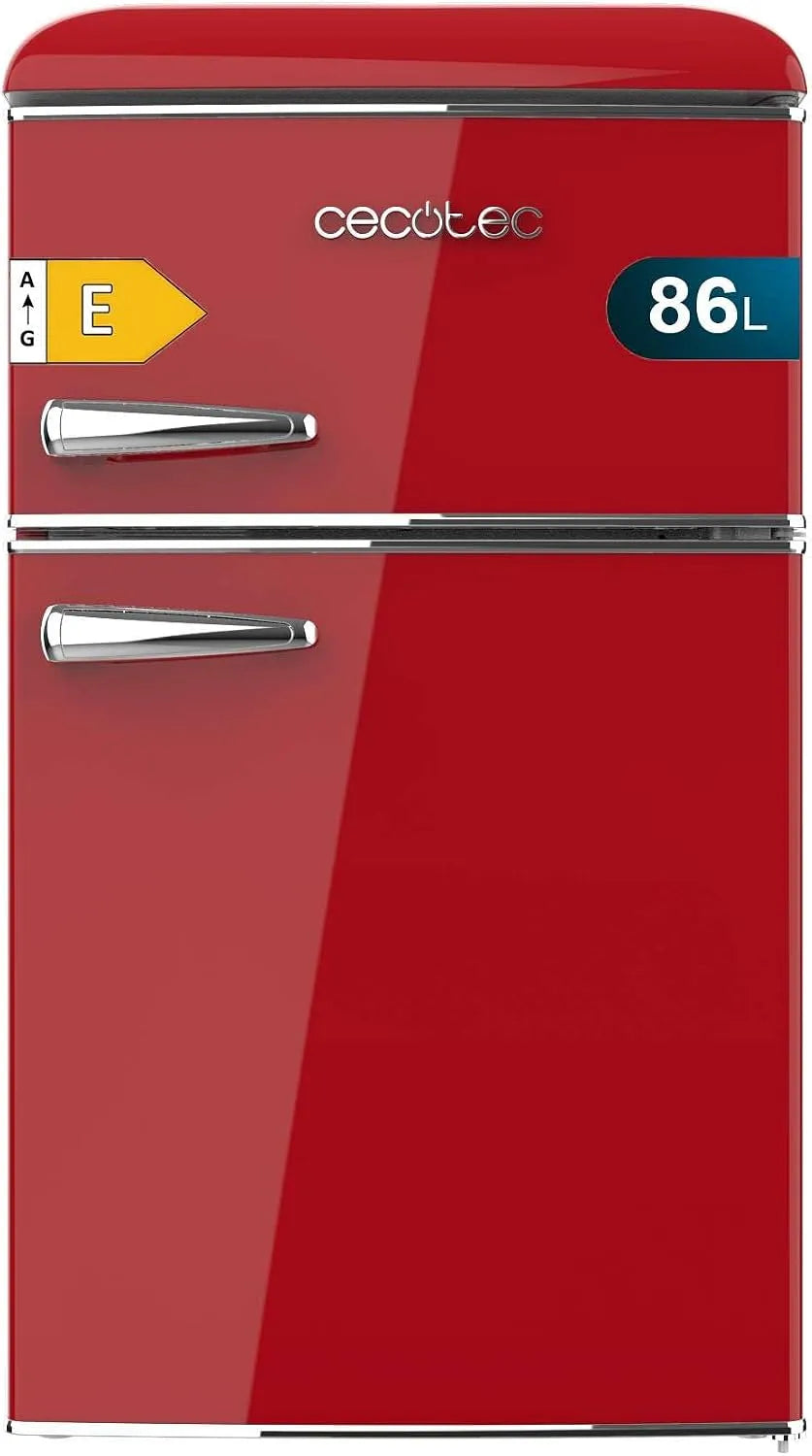 Cecotec réfrigérateur, Congélateur Bolero CoolMarket 2D Origin 86 Red E. 86 L, Clayettes en Verre et Tiroir à Légumes, classe énergétique