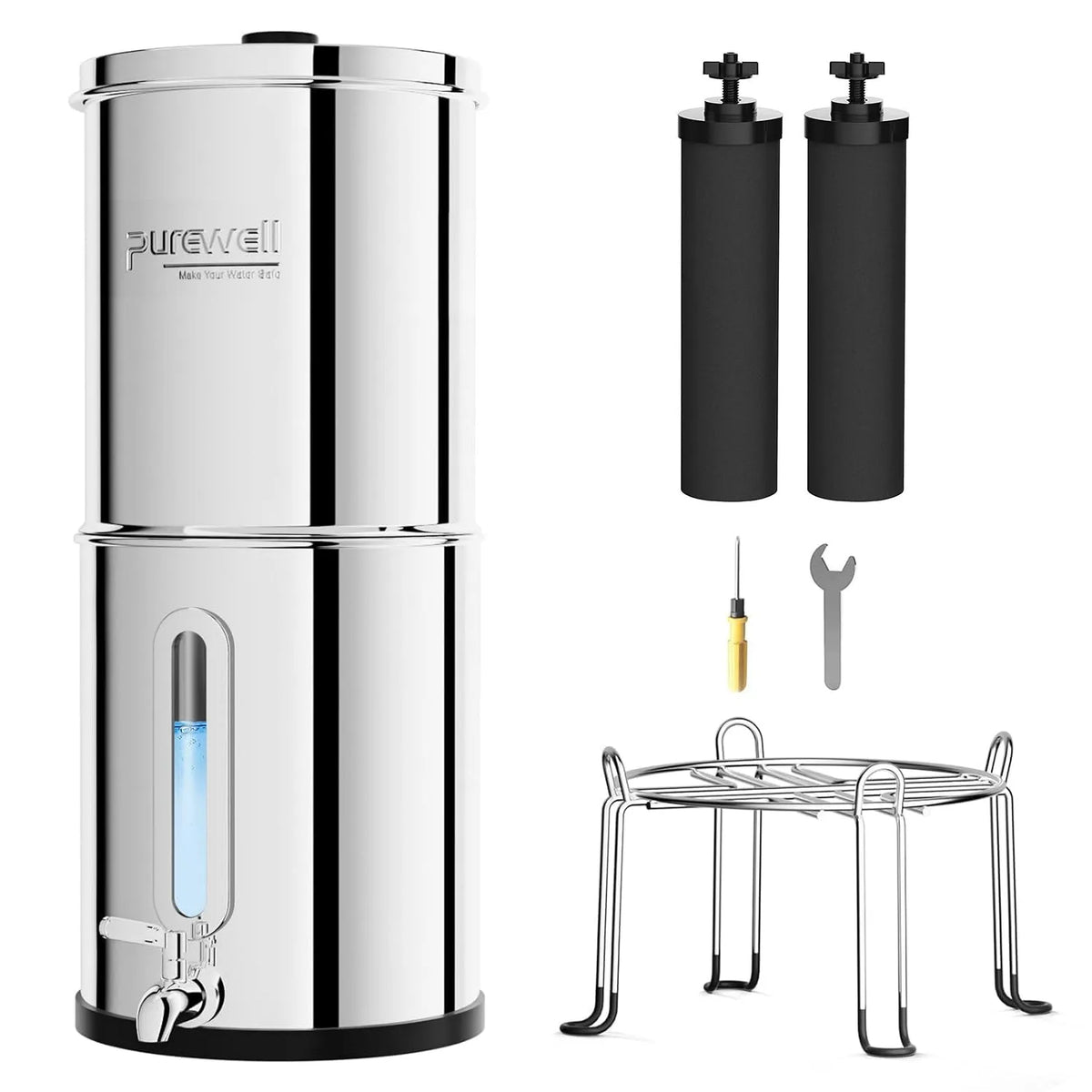 À Eau par Gravité Purewell Filtre, Purificateur d'Eau pour Robinet et Eau de Pluie, à Eau par Gravité 8,5L, Grande Capacité