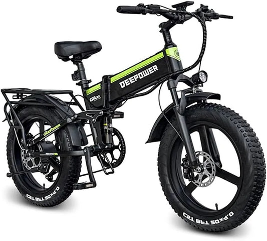 Vélo électrique H20pro DEEPOWER, 20 x 4,0 Fat Tire EBike avec batterie amovible 48 V 25 Ah, 7 niveaux de vitesse, 25 km/h, 7 niveaux de vitesse