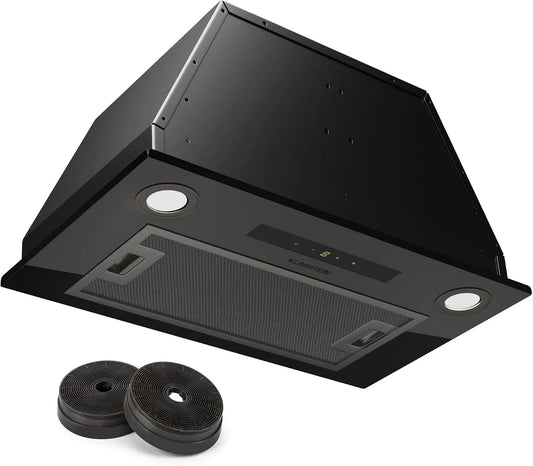 Klarstein hotte aspirante, Hotte de Cuisine avec Lampes LED, Débit d'Air Puissant 439 m³/h, Minuterie, Encastrable 52 cm, Hotte avec Évacuation