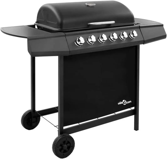 Barbecue à gaz, Chariot Gril à Gaz avec 6 brûleurs finition noire