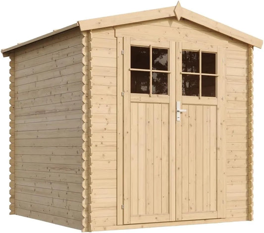 Abri de jardin I216xL206xH218 M343F, 3.53 m2 Petit abri à Outils, Local à vélos, fenêtres TIMBELA, en Bois, Toit imperméable