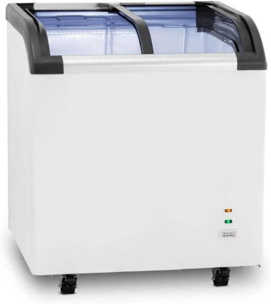 Congélateur, Vitre Inclinée Coulissante, capacité 180 Litres, Température -18°C, Compact et Pratique, Éclairage LED