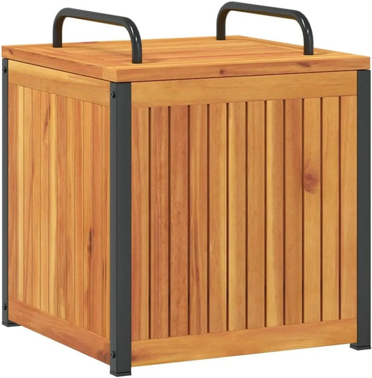 VidaXL À coussins d'extérieur bois d'acacia solide et acier Boîte, conteneur à coussins, boîte de rangement