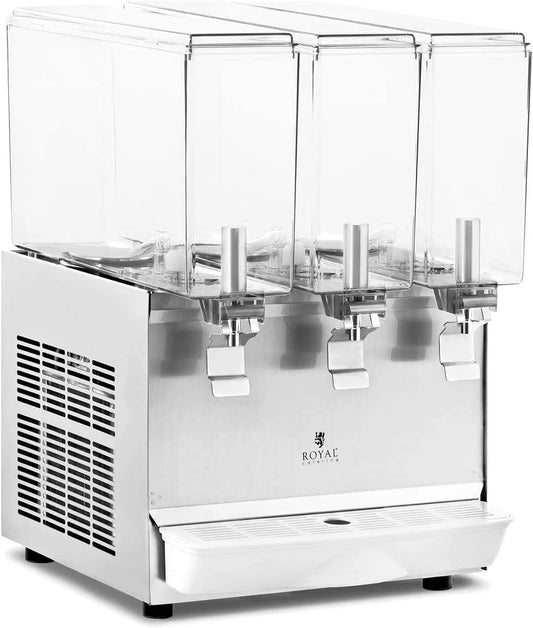 RC-JDD03 Royal Catering, Distributeur De Boissons Réfrigéré 3 x 10 l Fontaine À Jus Avec Robinet, Puissance: 320 W, Fonctions: réfrigération