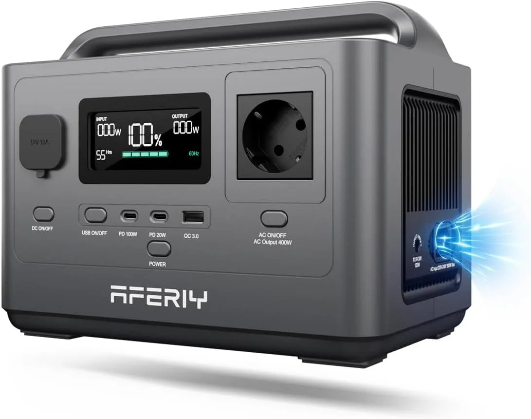 Générateur électrique 220-240V, Batterie Nomade LFP, Station Énergie Mobile 256Wh, AFERIY Generateur Electrique Portable 400W, EU Prise, UPS