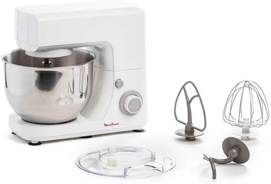 Moulinex QA150110, ROBOT PATISSIER ESSENTIAL Robot multifonction 800W 6 niveaux de vitesse Bol Inox 4,8L Kit Pâtisserie Fouet Pétrin Batteur