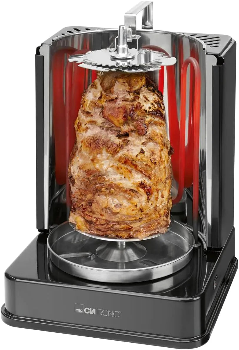 Gril DVG 3686, à kebab Incl. tournebroche & 6 brochettes de viande, Clatronic Döner Multigrill, pour les gyros, kebabs & Co