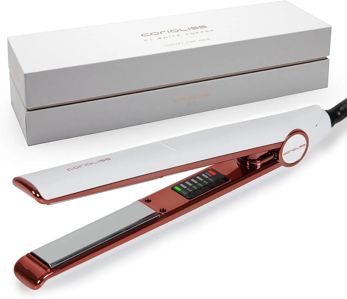 Corioliss C1, Température 120°C–235°C, Lisseur Cheveux Professionnel Titanium, Pour Lissage Et Ondulations, White Copper, Chauffe Rapide 20 S