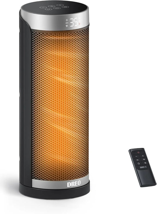 Radiateur 12h, Dreo Chauffage Électrique 2000W, Céramique Silencieux avec Oscillation 70° et Télécommande, 3 Modes, 3 niveaux de vitesse