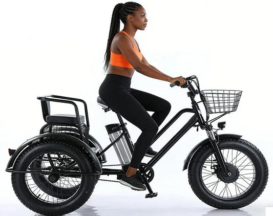Tricycle électrique 1battery, Puissance maximale de 1350 W, Batterie 48 V 12 Ah, pour Adultes, pneus Larges, Moteur 500 W, dimensions 51 x 10 cm