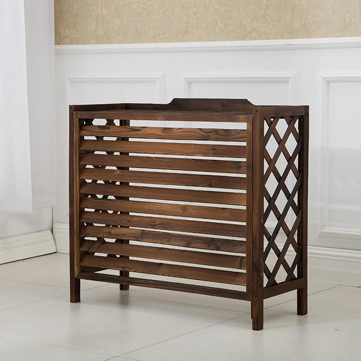 Climatiseur Cache, Dimensions 100 x 43 x 94 cm, extérieur en Bois avec Support à Fleurs, 39,3 x 17 x 37 Pouces, Support pour avec Stores