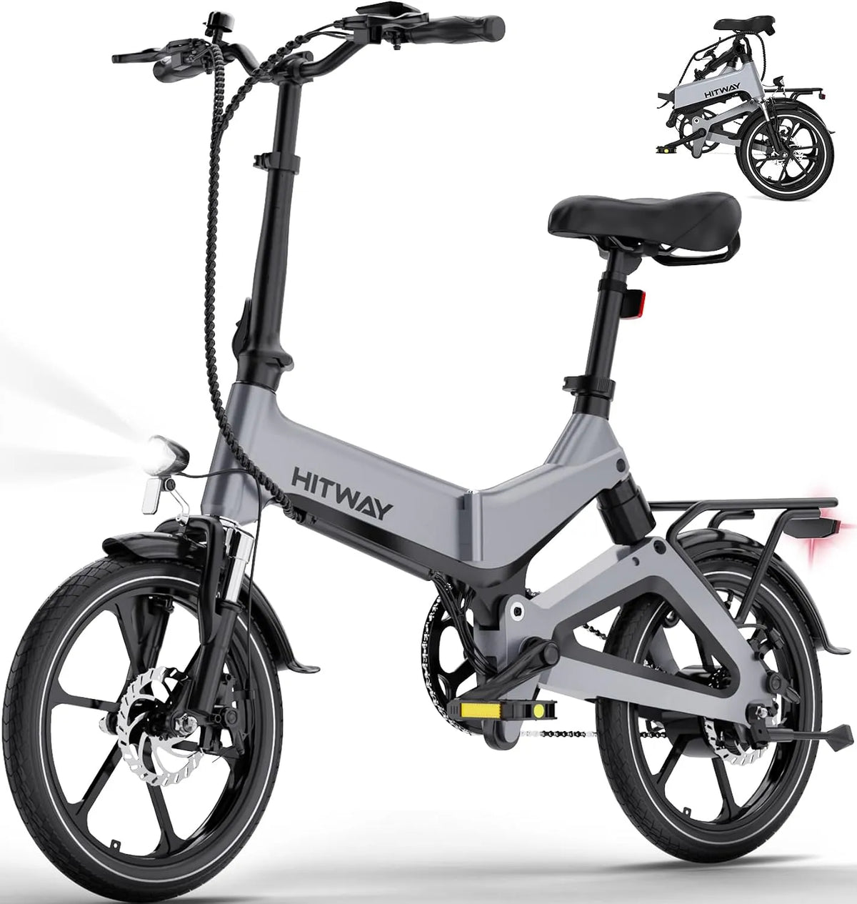 Vélo électrique 35-70km HITWAY, E Bike 16 Pouces Vélo Pliable avec Batterie 36V, Moteur 250W, 25km/h, 7,8Ah, Maximale 25km, Autonomie
