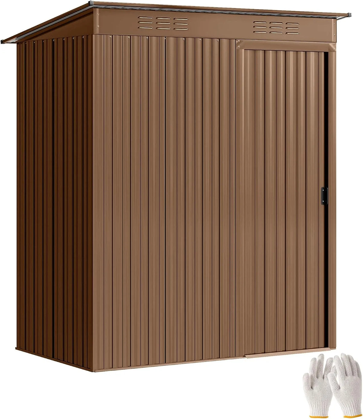 Abri de jardin Outsunny, 1,37 m² en métal, dimensions 159 x 106 x 181 cm, Montage Facile, Remise à Outils de Jardin avec Prises d'air, Marron