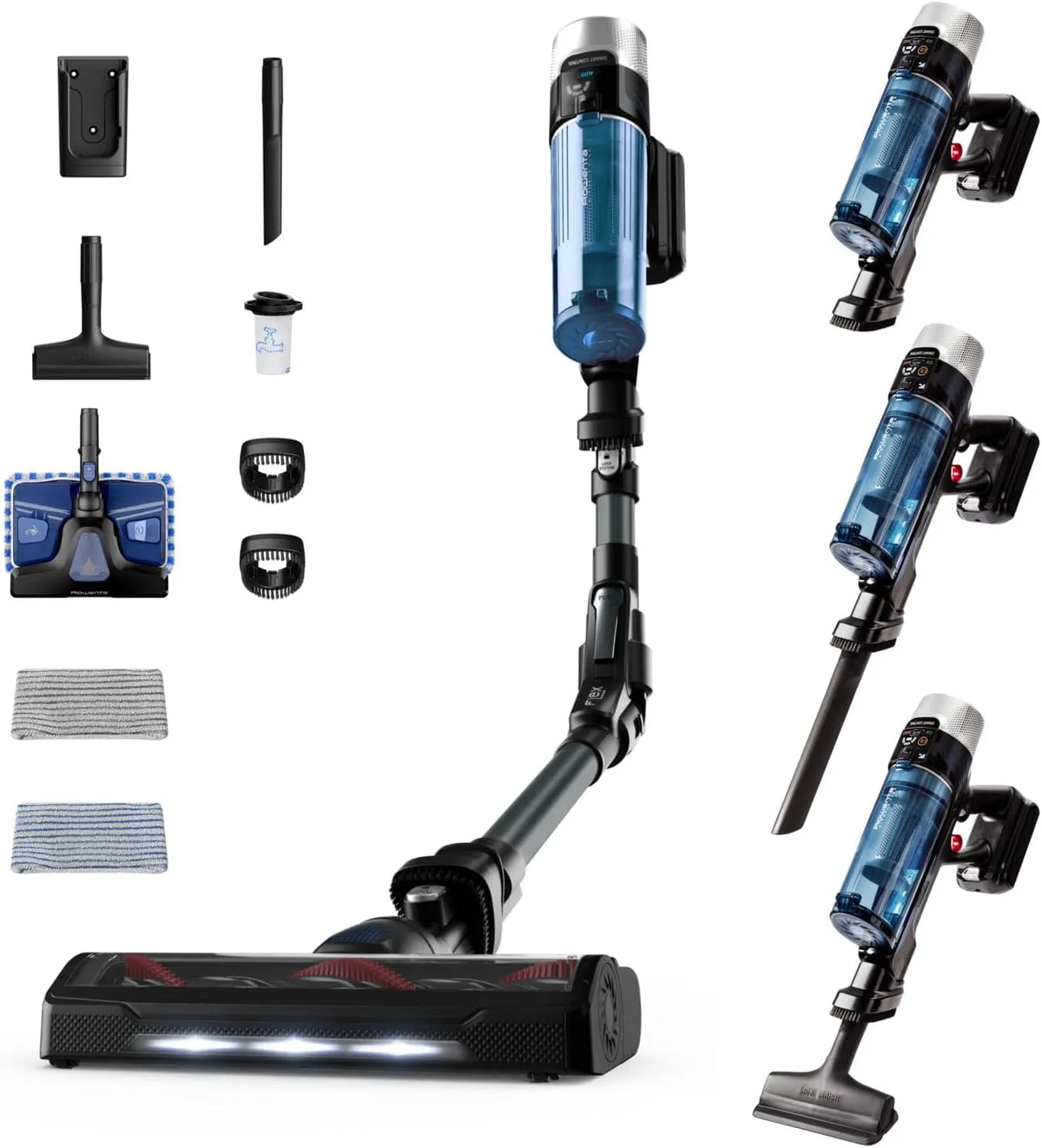 Rowenta aspirateur balai 100AW 45min RH20C2WO, X-Force Flex 9.60 Aqua Laveur sans fil, Ultra Léger, Aspire et Lave Simultanément, Puissant, Autonomie