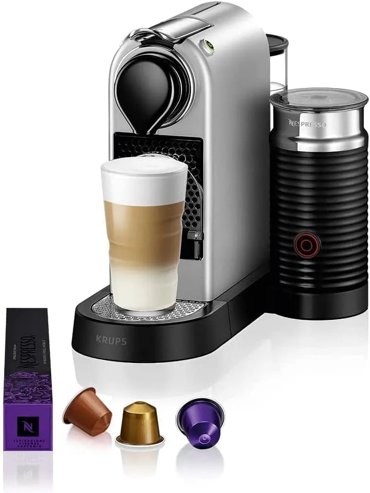 Krups Nespresso machine à café XN761B, Machine à expresso autonome CITIZ & MILK finition argentéeé