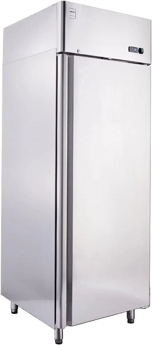 Armoire réfrigérée GRE2700, Positive, Réfrigérateur, capacité 455L, puissance 220W, 4 Étagères Réglables, Inox, avec Serrure, finition argenté