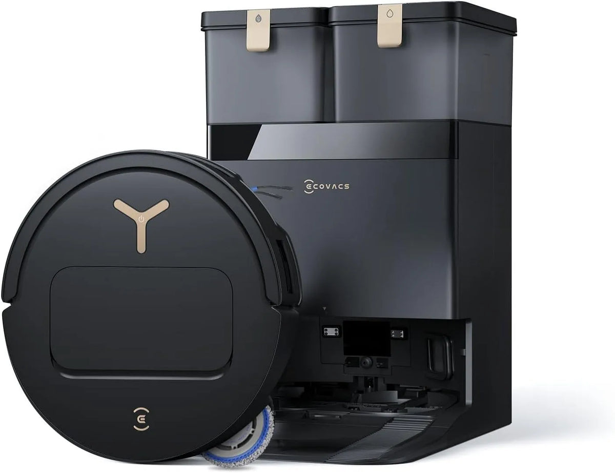 Ecovacs aspirateur robot T50 Gen3, 25 000 Pa, AIVI 3D 3.0, Ajout Auto Solution, Brosse latérale et Patin Extensibles, finition noire, Ultra-Fin 81mm