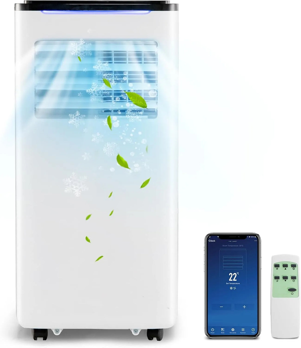 Goplus climatiseur, 4 en 1 Refroidisseur d'Air Mobile avec Réfrigération, 20m², Déshumidification, Portable 9000 BTU, 9000BTU
