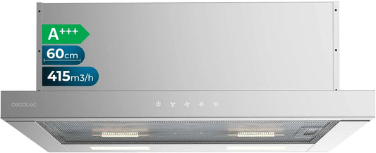 Cecotec hotte aspirante 604000, 3 niveaux de vitesse, 3 niveaux de vitesse, Contrôle Tactile SS, Lumière LED, 415m3/h, Moteur DC, Finition Inox