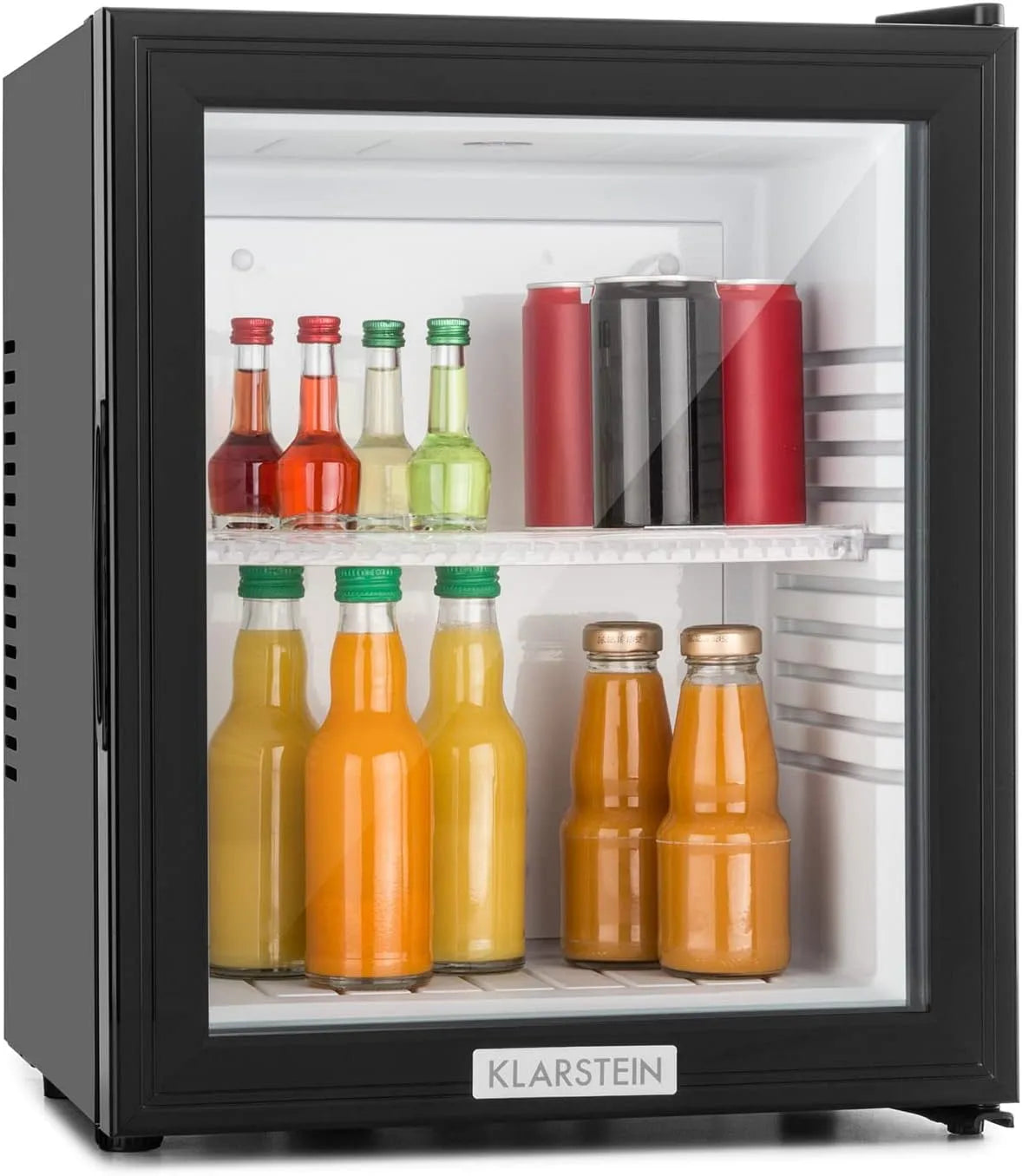Klarstein Brooklyn Mini Frigo de Chambre, 12-18°C, capacité 23L, Bar, Aliments, Boissons, façade vitrée, Etagères Réglables, Camping