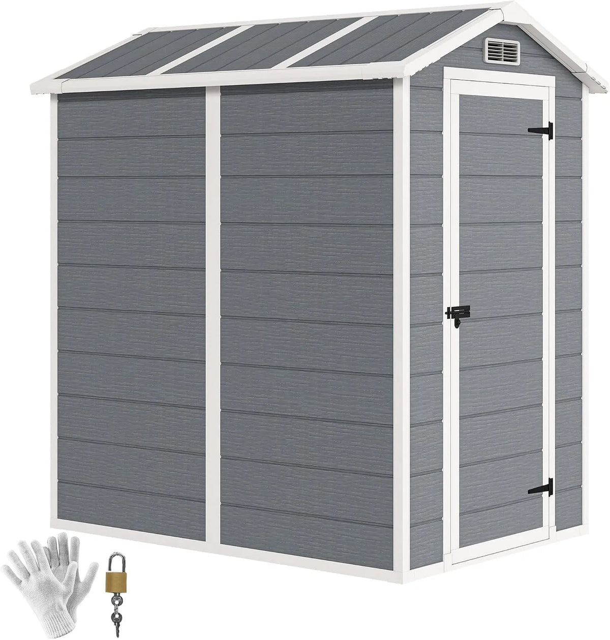 Abri de jardin Outsunny, 131 x 186 x 198/172 cm, garage à vélos, avec porte verrouillable, pour arrière-cour, étanche de 2,1 m² avec sol, fenêtre