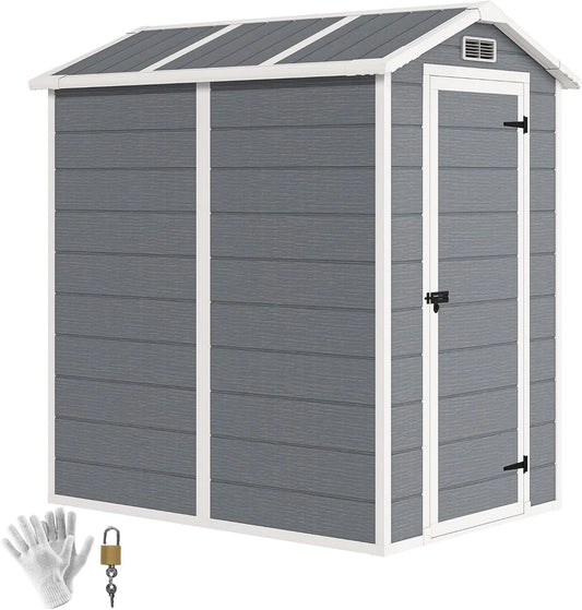 Abri de jardin Outsunny, 131 x 186 x 198/172 cm, garage à vélos, avec porte verrouillable, pour arrière-cour, étanche de 2,1 m² avec sol, fenêtre