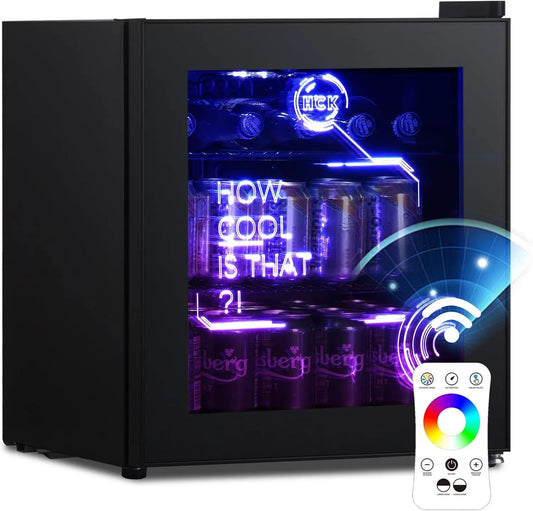 Réfrigérateur HCK Mini Frigo, Mini Bar Intérieur, Pour Salle de Jeux, finition noire., capacité 48L Petit Frigo Silencieux de 0-15°C, Fête
