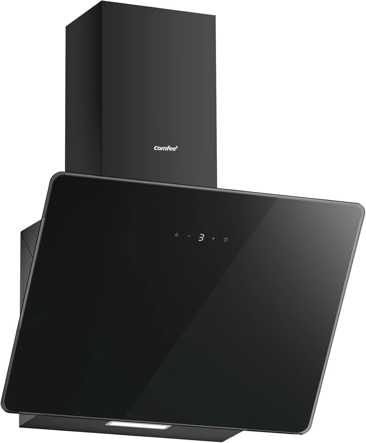 Comfee hotte aspirante ANGJ64B-60, Écran Tactile LED, ' inclinée 60 cm en Verre Trempé, 3 Niveaux de Vitesse, finition noire